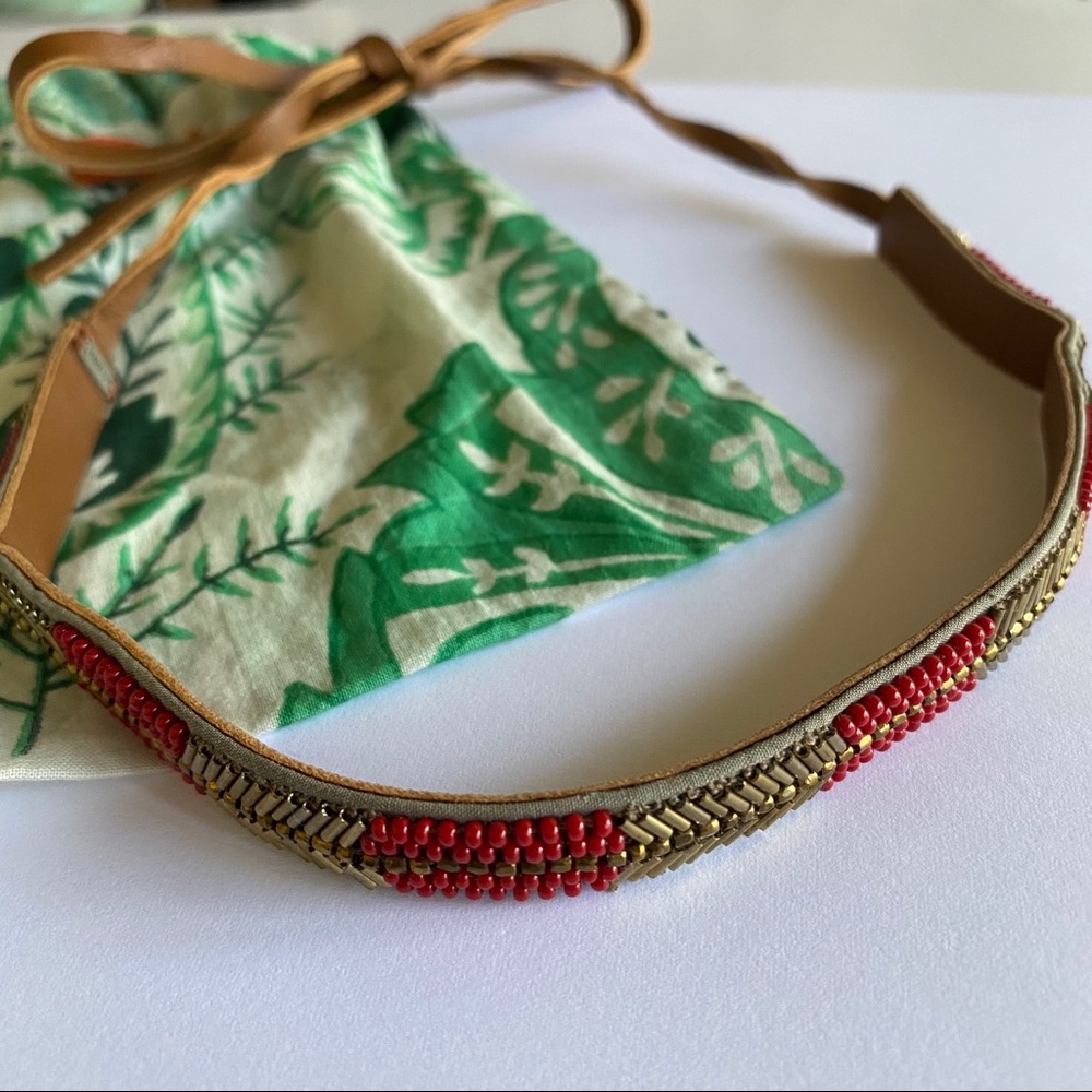 Chan Luu Beaded Leather Choker Necklace New